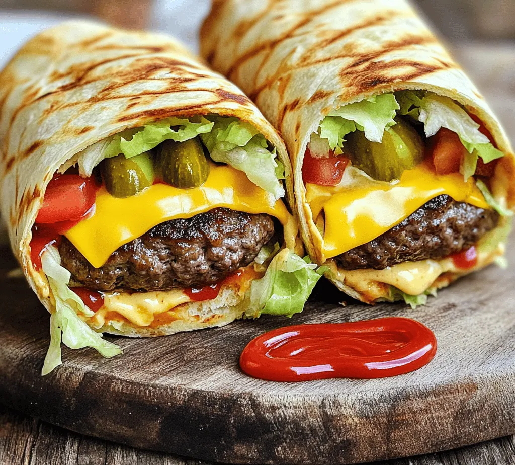 In contemporary cuisine, burgers and wraps have become staples that cater to various tastes and preferences. Both dishes are celebrated for their versatility, ease of preparation, and ability to satisfy cravings. The iconic cheeseburger, known for its juicy patty and melty cheese, has transitioned from classic restaurant fare to a beloved home-cooked meal. Meanwhile, wraps have gained popularity for their convenience, allowing for a variety of fillings to be encased in soft tortillas. The combination of these two favorites results in a delightful creation: Grilled Cheeseburger Wraps.