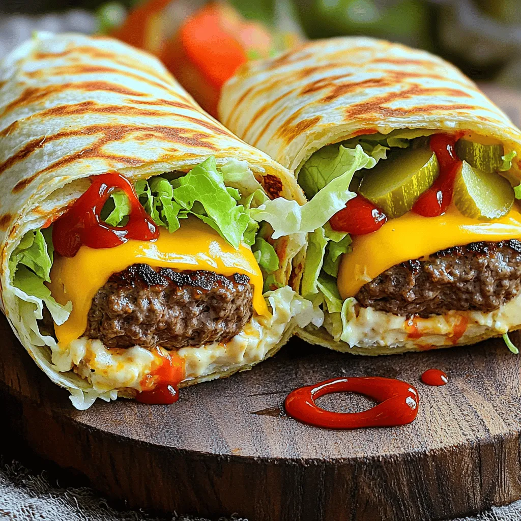 In contemporary cuisine, burgers and wraps have become staples that cater to various tastes and preferences. Both dishes are celebrated for their versatility, ease of preparation, and ability to satisfy cravings. The iconic cheeseburger, known for its juicy patty and melty cheese, has transitioned from classic restaurant fare to a beloved home-cooked meal. Meanwhile, wraps have gained popularity for their convenience, allowing for a variety of fillings to be encased in soft tortillas. The combination of these two favorites results in a delightful creation: Grilled Cheeseburger Wraps.