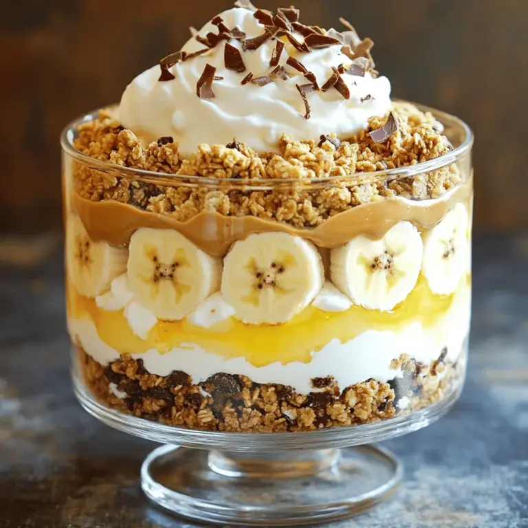 If you’re searching for a dessert that combines indulgence with a touch of nutrition, look no further than the Peanut Butter Banana Dream Trifle. This delightful treat layers creamy peanut butter, ripe bananas, and crunchy granola, resulting in a visually stunning and utterly delicious dessert that appeals to both kids and adults alike. Whether you’re hosting a family gathering, celebrating a special occasion, or simply craving something sweet, this trifle is sure to impress.