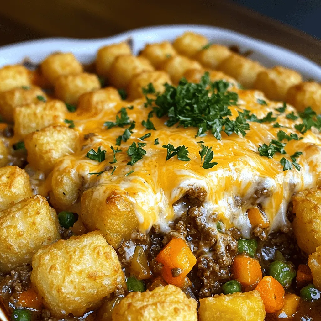 Tater Tot Delight Hotdish is a classic comfort food that embodies the essence of home cooking. This delightful casserole, a staple in Midwestern kitchens, combines crispy tater tots with savory ground beef, mixed vegetables, and a rich, creamy sauce—all baked to perfection. The result is a warm, hearty dish that brings families together around the dinner table, evoking feelings of nostalgia and satisfaction with every bite.