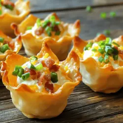 Baking Jalapeño Popper Wonton Cups requires precision for that perfect texture and flavor. Preheat your oven to 375°F (190°C) to ensure it reaches the ideal temperature before your cups go in. Once the wonton wrappers are placed in the muffin tin and filled with the creamy jalapeño mixture, the baking time typically ranges from 15 to 20 minutes.