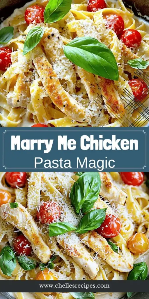 Impress your loved one with the enchanting Marry Me Chicken Pasta, a romantic dish that combines juicy chicken, creamy sauce, and pasta for a meal that’s sure to win hearts. Perfect for date nights or special celebrations, this recipe is simple yet indulgent. Discover the secrets to creating this culinary delight and take your dining experience to the next level. Click through now to explore the full recipe and bring this delicious dish to your table!