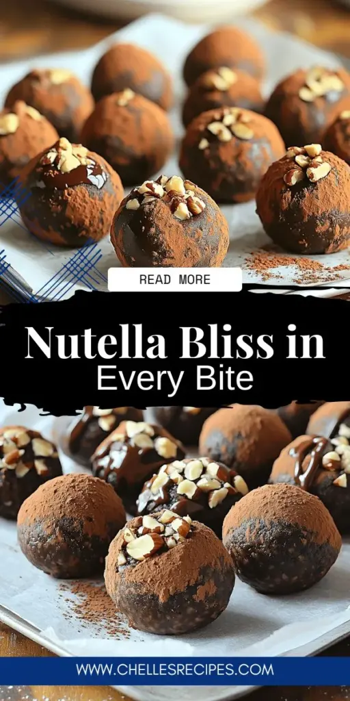 Indulge in the rich, creamy delight of Nutella Bliss Truffles! These no-bake treats are perfect for satisfying your sweet tooth with minimal effort. Made primarily with Nutella and simple ingredients like graham crackers and chocolate, these truffles are easy to customize for any occasion. Whether you're hosting a party or just enjoying a quiet night in, these decadent bites are a must-try. Click through for the full recipe and make your next dessert memorable!