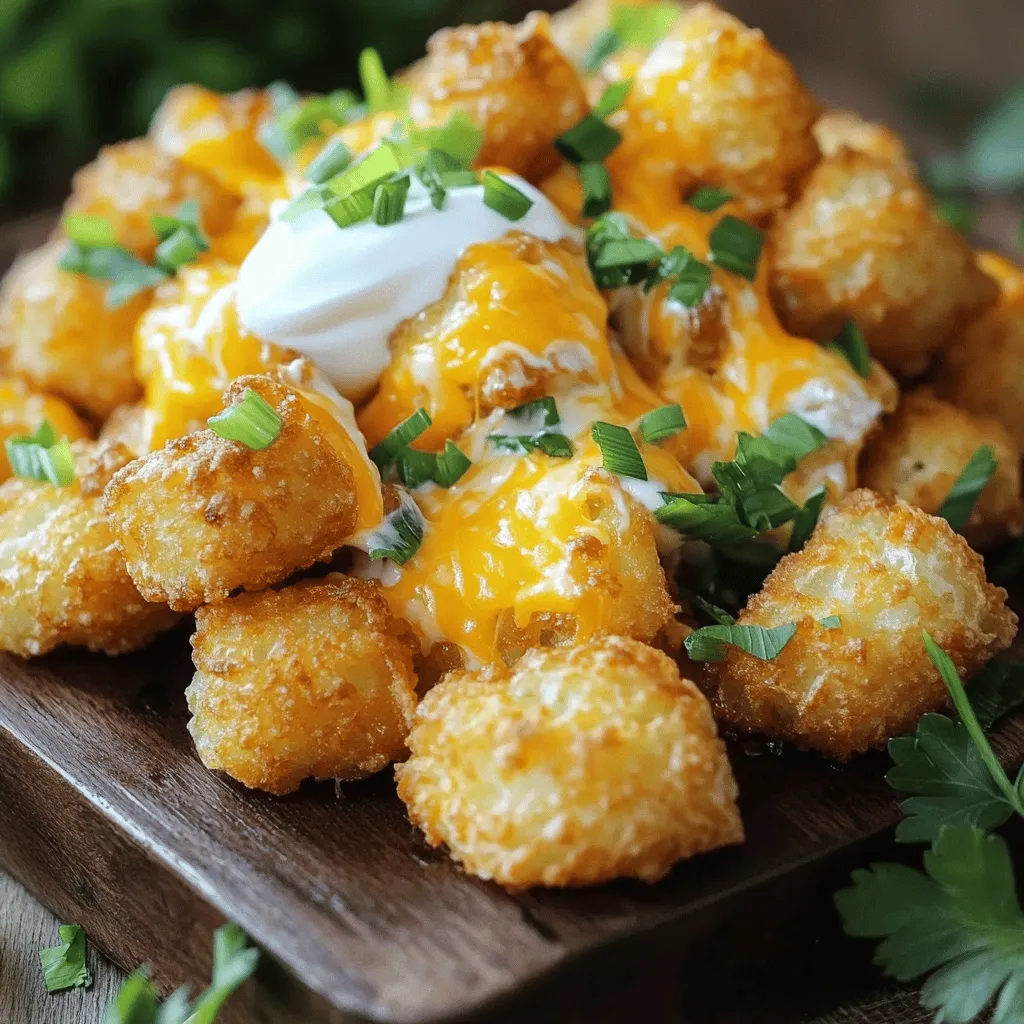 To make air fryer cheesy tater tots, you need a few simple ingredients. The main star is frozen tater tots. They provide the base for this fun snack. You also need shredded cheddar cheese. This cheese makes the tots gooey and tasty.