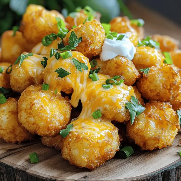 To make air fryer cheesy tater tots, you need a few simple ingredients. The main star is frozen tater tots. They provide the base for this fun snack. You also need shredded cheddar cheese. This cheese makes the tots gooey and tasty.