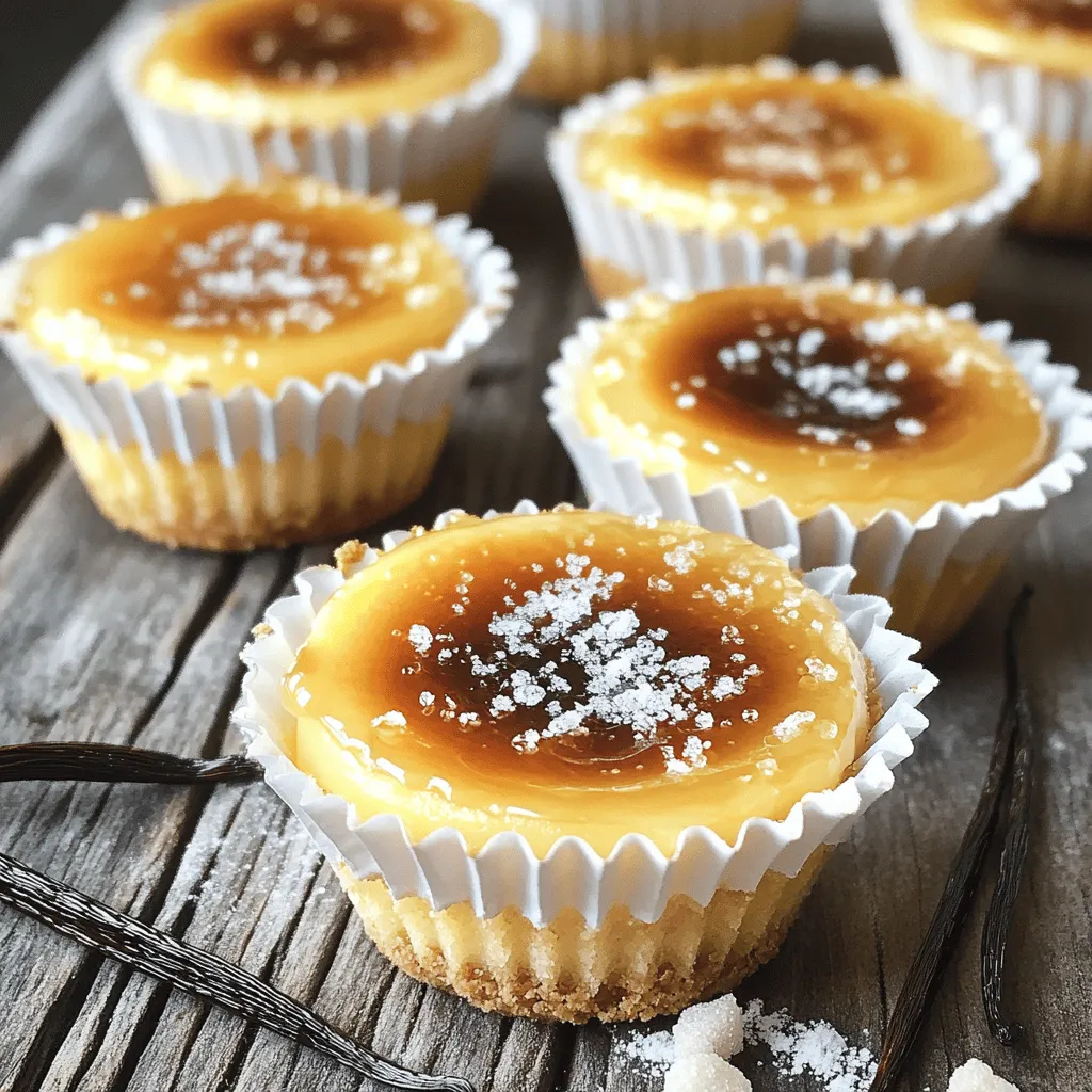 Mini Crème Brûlée Cheesecakes are small, rich desserts that mix cheesecake and crème brûlée. Each bite offers a creamy filling and a crispy, caramelized top. They look fancy but are easy to make at home.