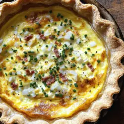 The classic quiche Lorraine is simple but tasty. It uses a few key traditional quiche ingredients. You will need a pie crust, eggs, cream, milk, cheese, bacon, and onions. These ingredients blend well together, creating a rich and savory dish.