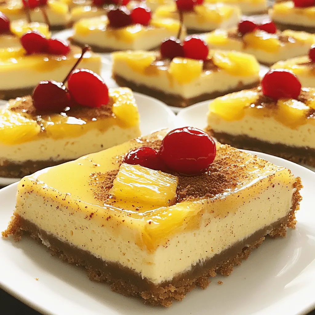 The main ingredients bring this dessert to life. You need crushed graham crackers, which give a nice crunch. A creamy filling requires cream cheese, eggs, and sugar. The key flavor comes from crushed pineapple, adding sweetness and moisture.