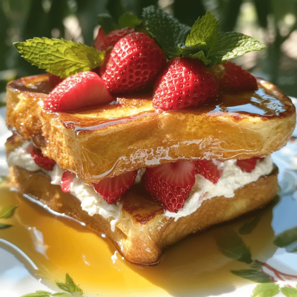 To make this tasty dish, you need some key ingredients. The base is thick-cut brioche bread. It holds the filling well and gets crispy when cooked. You will also need fresh strawberries. They add sweetness and a juicy texture.