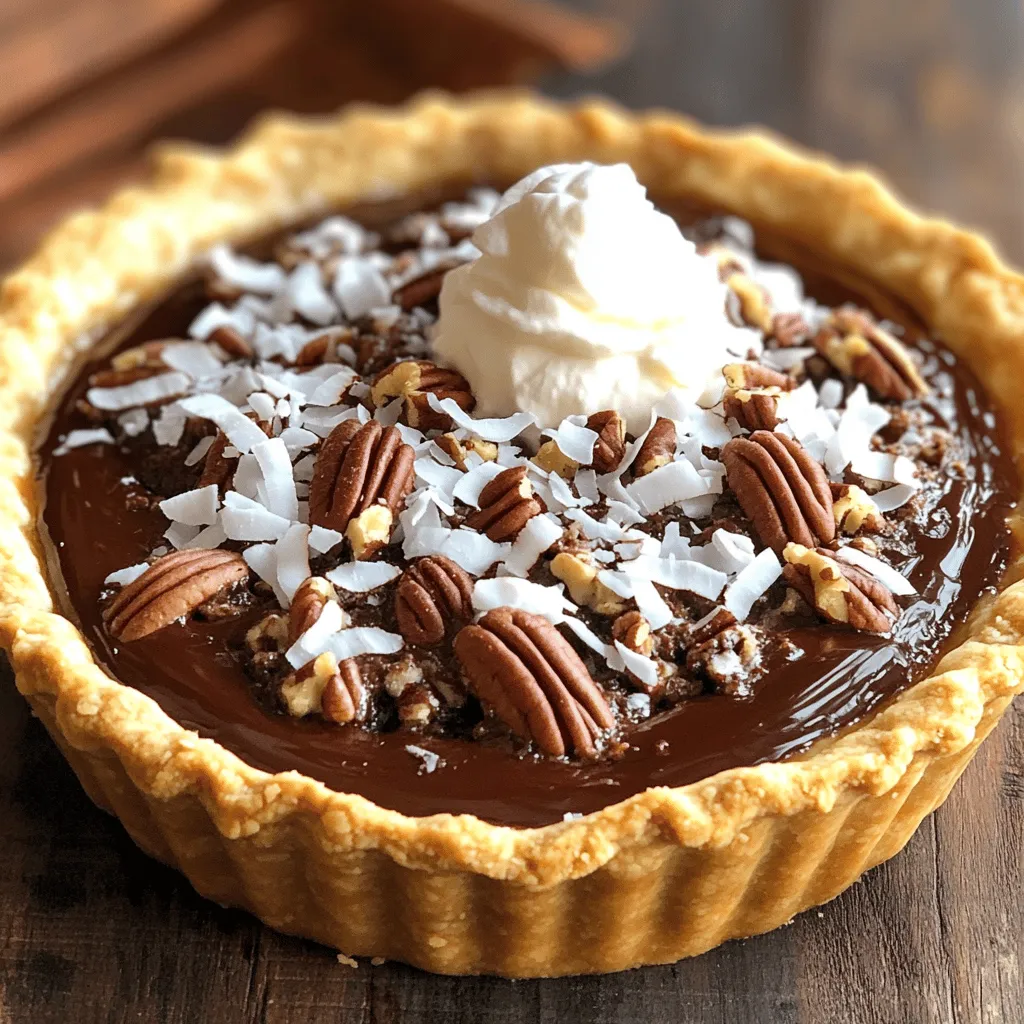 German Chocolate Pie is a sweet treat with a few key ingredients. The base for this pie is a pre-made pie crust. This saves time and makes it easy for anyone to bake. You can find various types of pie crusts at stores, or you could make your own if you prefer.