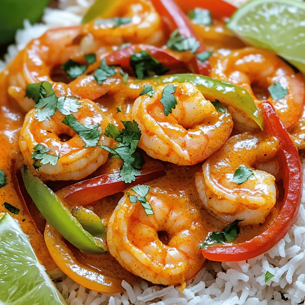 Coconut shrimp curry is simple and quick to make. The main shrimp curry ingredients are fresh shrimp, coconut milk, and spices. You need 1 pound of large shrimp, peeled and deveined. A can of coconut milk adds creaminess and flavor.