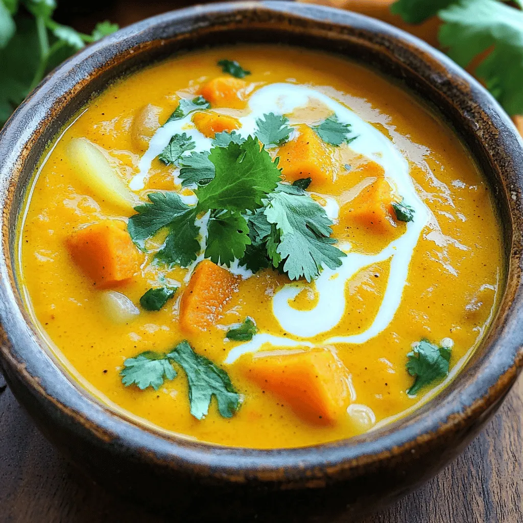 To make a rich and tasty Jamaican pumpkin soup, you need simple base ingredients. The main star is the pumpkin. Use one medium pumpkin, peeled and diced. It gives the soup a sweet, creamy texture. Next, chop one large onion and mince two garlic cloves. They add great flavor.