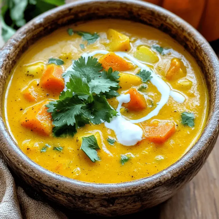 To make a rich and tasty Jamaican pumpkin soup, you need simple base ingredients. The main star is the pumpkin. Use one medium pumpkin, peeled and diced. It gives the soup a sweet, creamy texture. Next, chop one large onion and mince two garlic cloves. They add great flavor.