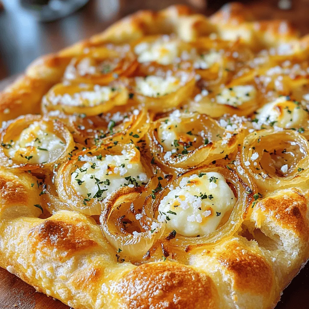 To make cheesy onion focaccia bread, you need a few key ingredients.