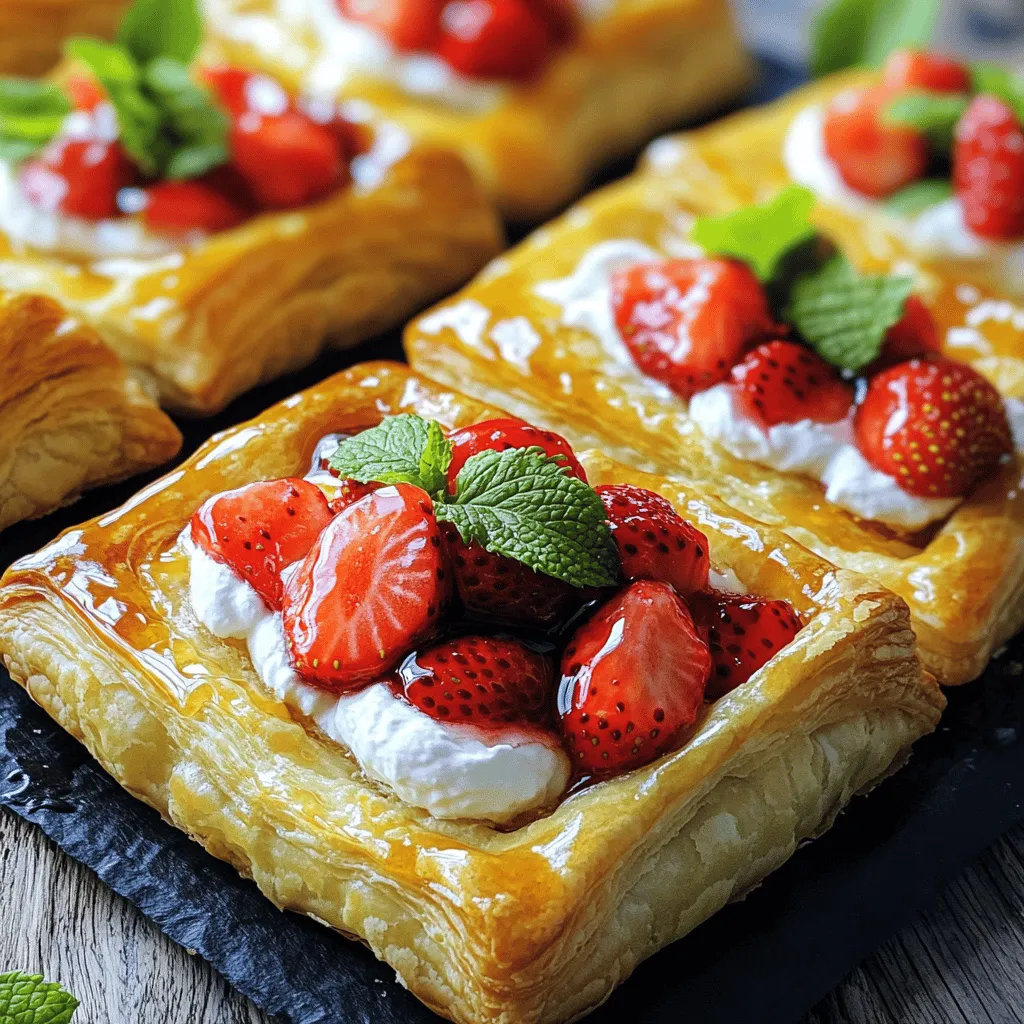 To make a Vegan Strawberry Cream Danish, you need a few key ingredients. First, you need vegan puff pastry. This pastry is light and flaky. It creates a great base for your Danish. I recommend using a high-quality vegan puff pastry. Look for one with minimal additives.