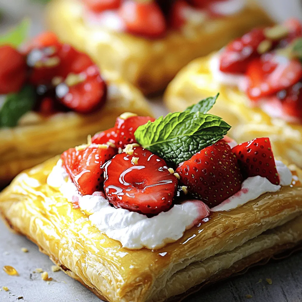 To make a Vegan Strawberry Cream Danish, you need a few key ingredients. First, you need vegan puff pastry. This pastry is light and flaky. It creates a great base for your Danish. I recommend using a high-quality vegan puff pastry. Look for one with minimal additives.