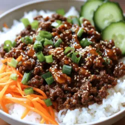 The main ingredients for a Korean ground beef bowl create a burst of flavor. You will need: