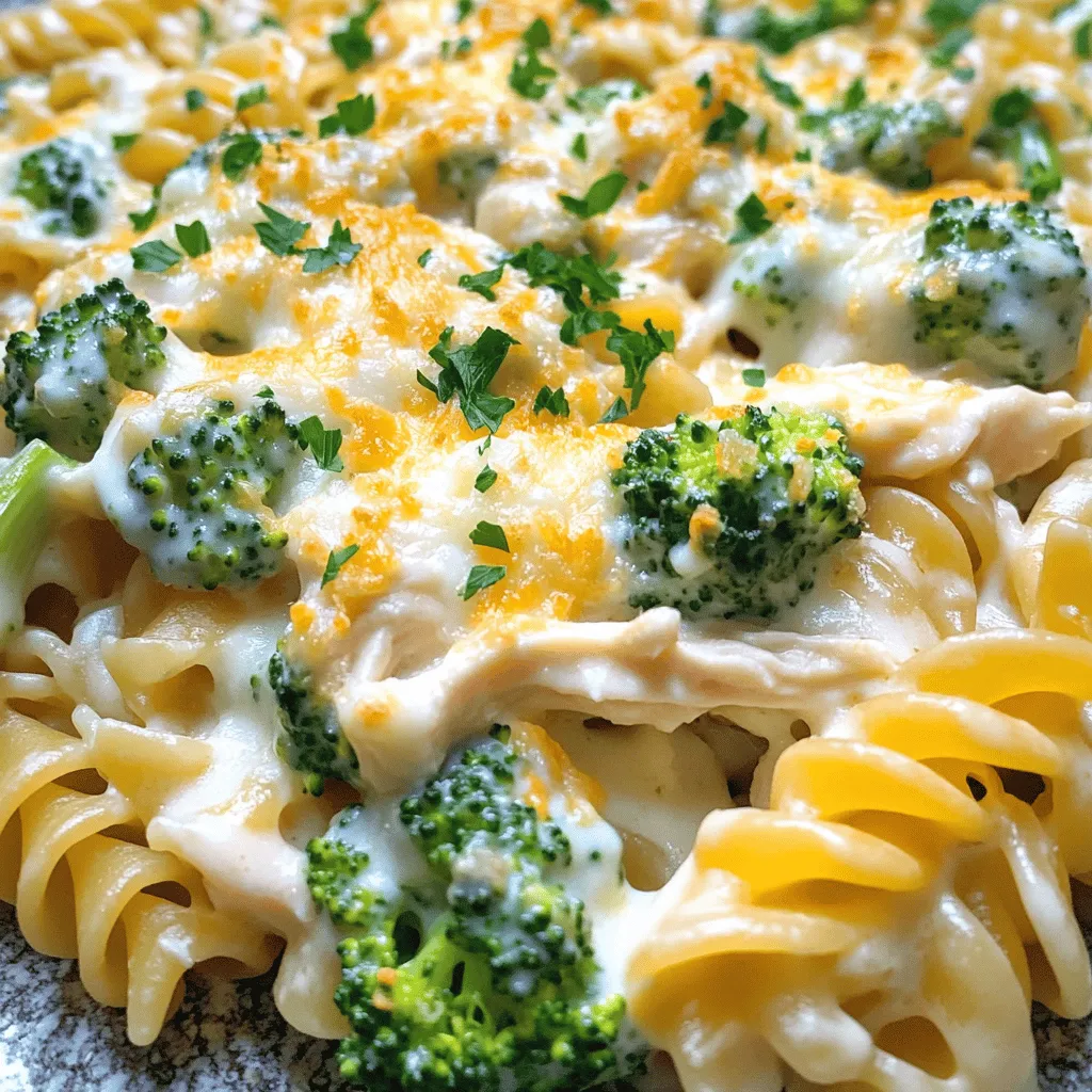 To make a great chicken alfredo casserole recipe, you need several key ingredients. First, choose the right pasta. I love using rotini pasta. Its spirals hold the creamy sauce well. You can also use penne or fusilli for a fun twist.