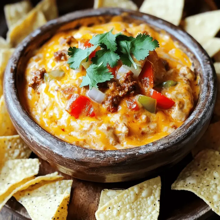 Indulge in the delightful flavors of Cheesy Fiesta Bliss, a scrumptious dip that encapsulates the vibrancy of a festive gathering and brings the spirit of a fiesta right to your kitchen. This creamy, cheesy concoction features a mouthwatering medley of spices, juicy tomatoes, and savory chorizo, all slow-cooked to perfection. Whether you’re hosting a lively party, enjoying a game day with friends, or curling up for a cozy night in, this recipe is sure to please a crowd and leave your guests coming back for more.