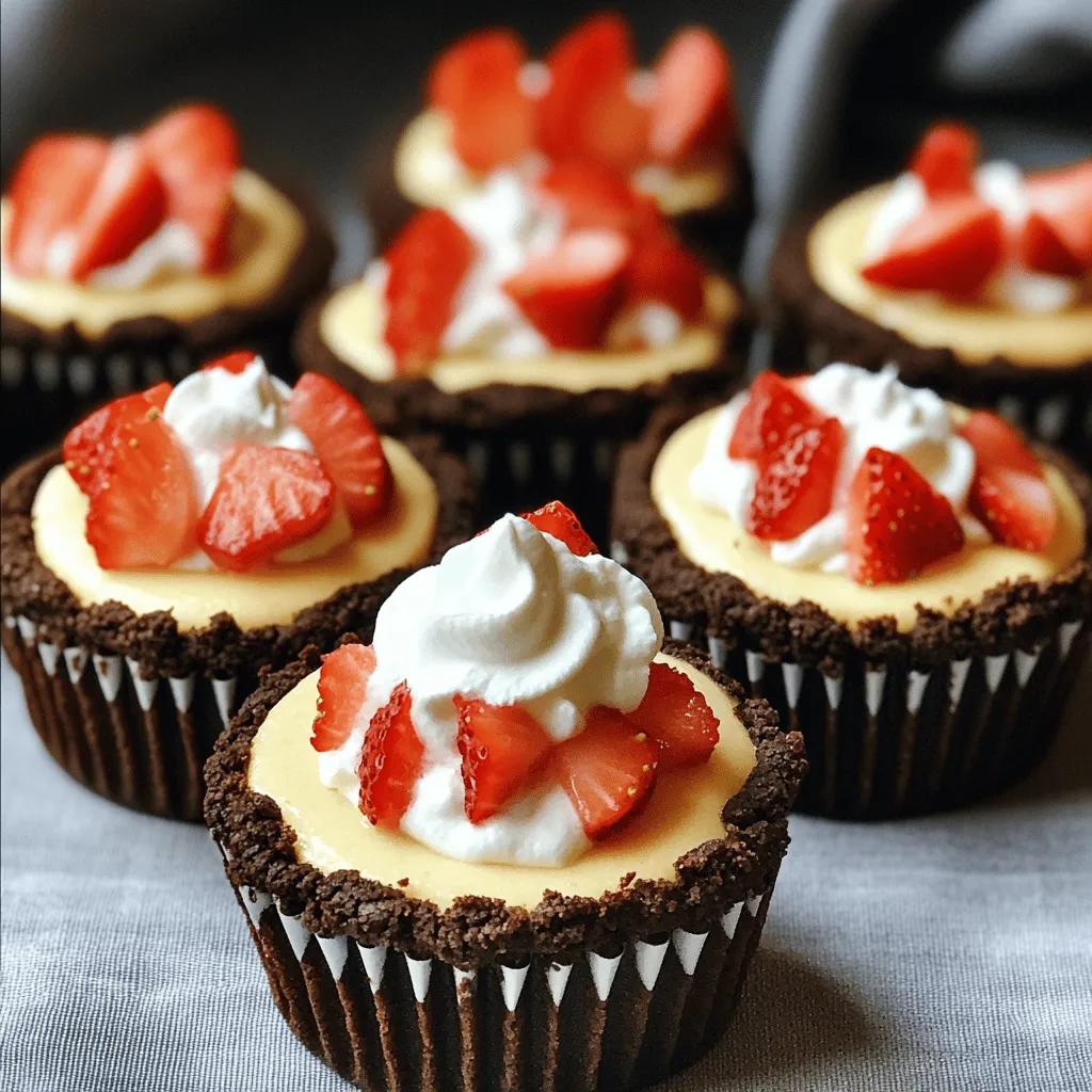 Chocolate strawberry mini cheesecakes are delightful treats that blend rich chocolate with fresh strawberries. These mini desserts pack a punch in flavor and are easy to share. They feature a crunchy chocolate crust, a creamy filling, and juicy strawberry bits throughout. Each bite offers a perfect mix of sweet and tart.