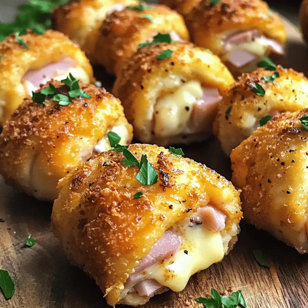 Chicken Cordon Bleu Bites are small, tasty snacks. They pack all the flavors of the classic dish into bite-sized pieces. You get juicy chicken, ham, and Swiss cheese, all wrapped up and baked.