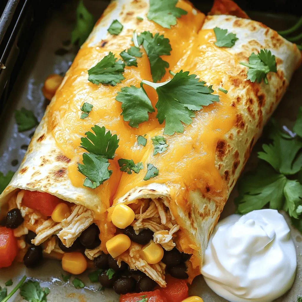 To make air fryer burritos, you need key ingredients. Start with 2 cups of cooked chicken, shredded. This provides a solid base for your chicken burrito filling. Next, add 1 cup each of black beans and corn. These ingredients bring great texture and flavor. You'll also want 1 cup of diced tomatoes. This adds freshness and moisture to your burritos. Don’t forget the spices! Use 1 teaspoon each of chili powder, cumin, and garlic powder. These southwest flavors give your burritos a nice kick. Finally, grab 1 ½ cups of shredded cheese and 4 large flour tortillas.