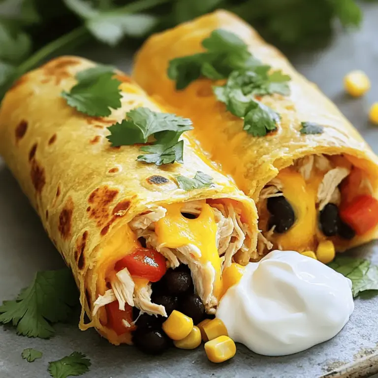 To make air fryer burritos, you need key ingredients. Start with 2 cups of cooked chicken, shredded. This provides a solid base for your chicken burrito filling. Next, add 1 cup each of black beans and corn. These ingredients bring great texture and flavor. You'll also want 1 cup of diced tomatoes. This adds freshness and moisture to your burritos. Don’t forget the spices! Use 1 teaspoon each of chili powder, cumin, and garlic powder. These southwest flavors give your burritos a nice kick. Finally, grab 1 ½ cups of shredded cheese and 4 large flour tortillas.