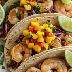 To make shrimp tacos, you need fresh ingredients for shrimp tacos. Start with 1 pound of large shrimp, peeled and deveined. You’ll also need olive oil, cumin, smoked paprika, salt, and pepper. Don’t forget 8 small corn tortillas. For crunch, add 1 cup of shredded red cabbage. Finally, 1/4 cup of fresh cilantro and lime wedges make great toppings.