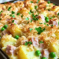 A ham and potato casserole recipe needs simple, hearty ingredients. You start with 4 cups of diced potatoes. Russet or Yukon Gold work best. They give the dish a great texture. Next, you need 2 cups of cooked ham, cut into cubes. This adds rich flavor to your casserole.