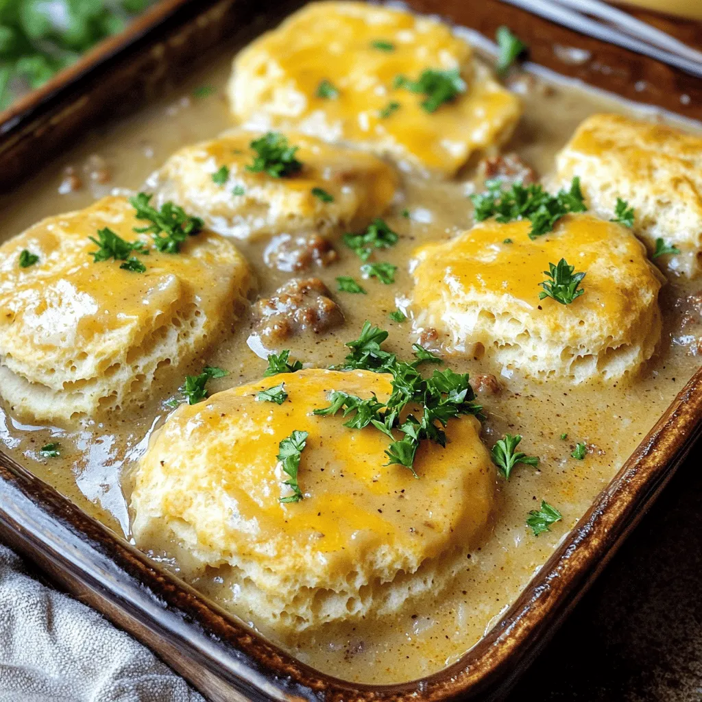 The base of a biscuits and gravy casserole is simple yet delicious. You need a few key ingredients to make this dish shine. First, you’ll want one can of refrigerated flaky biscuits. These biscuits provide a fluffy texture and soak up all the tasty sauce.