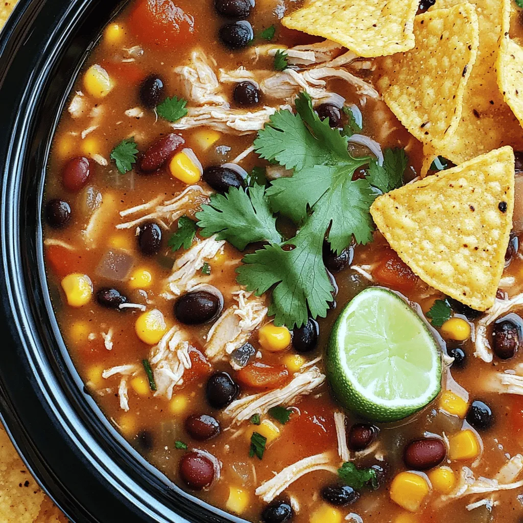 For a tasty slow cooker chicken taco soup, you need a mix of fresh and canned ingredients. The essential chicken taco soup ingredients include: