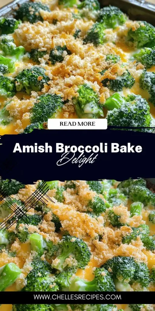 Discover the irresistible goodness of Amish Broccoli Bake, a simple and tasty casserole that brings comfort to any meal! Packed with fresh broccoli, creamy cheddar cheese, and tangy sour cream, this dish is perfect for family dinners or entertaining friends. Learn easy preparation tips, variations to try, and how to keep it healthy while keeping the flavor. Click through to explore the full recipe and make this delightful dish today!