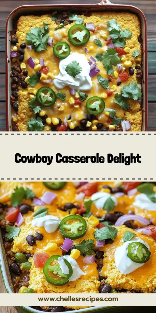 Discover the ultimate comfort food with our Cornbread Cowboy Casserole! This hearty dish combines rich flavors, including ground beef or turkey, black beans, and zesty tomatoes, all topped with a delicious cornbread layer. Perfect for family dinners or potlucks, this customizable casserole caters to everyone’s tastes. Click through to explore the full recipe and make mealtime an unforgettable experience with this cozy delight!