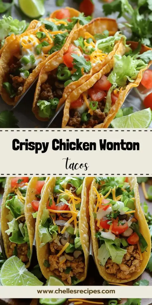 Discover the deliciousness of Crispy Chicken Wonton Tacos, a delightful fusion of Mexican and Asian flavors. These tacos feature a crunchy wonton shell filled with savory ground chicken, shiitake mushrooms, and fresh herbs for an unforgettable taste experience. Perfect for impressing guests or enjoying a special meal at home, this recipe is easy to follow and customizable. Click through for all the details, tips, and variations to make your own flavorful wonton tacos!