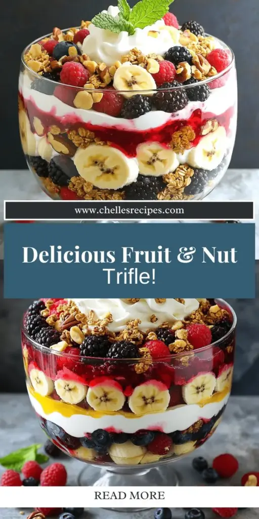 Impress your friends and family with a stunning Fruit and Nut Trifle that's as easy to make as it is delicious! This delightful layered dessert features fresh fruits, creamy yogurt, and crunchy nuts, creating a feast for the eyes and taste buds. Follow the simple steps in my recipe to create your perfect trifle masterpiece. Click through to explore the full recipe and start designing your own sweet creation today!