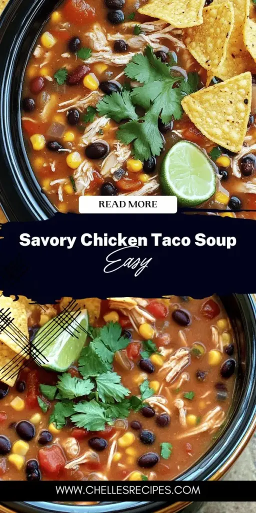 Discover the ultimate comfort food with this Savory Slow Cooker Chicken Taco Soup! This easy-to-follow recipe is packed with flavor and simple ingredients, making it perfect for busy weeknights or family gatherings. With tasty variations and healthy options, you can customize it to fit your dietary needs. Ready to create a delicious bowl of goodness? Click through to explore the full recipe and elevate your mealtime!
