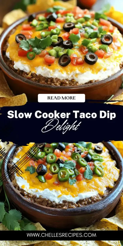 Elevate your next gathering with this mouthwatering Slow Cooker Taco Dip! Perfect for parties and game days, this creamy and savory dip is a crowd favorite that you can customize to fit any taste. Made effortlessly in a slow cooker, it allows the flavors to meld beautifully while you enjoy time with your guests. Explore this delicious recipe now and impress your friends at your next event!