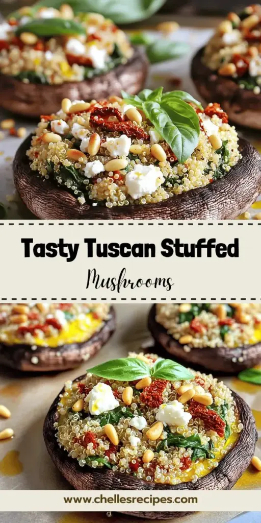 Experience a taste of Italy with our delightful Tuscan Stuffed Mushroom Caps! This healthy and flavorful dish features earthy portobello mushrooms filled with protein-packed quinoa, fresh spinach, sun-dried tomatoes, and creamy feta cheese. Perfect as an appetizer or main dish, these stuffed mushrooms are a crowd-pleaser for any gathering. Click to explore the full recipe and bring a burst of Mediterranean flavor to your kitchen today!