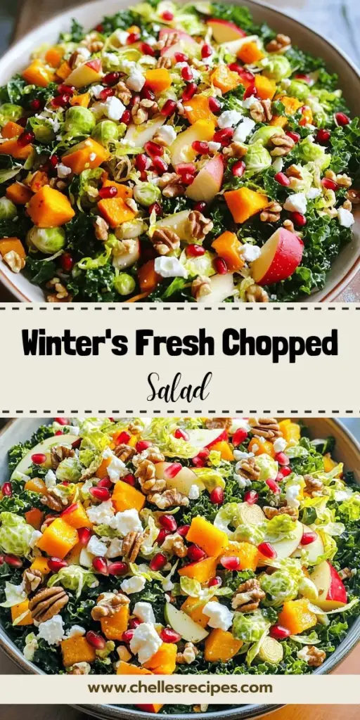 Add a burst of color to your winter meals with our Winter Chopped Salad! This refreshing dish features a delicious mix of kale, Brussels sprouts, roasted butternut squash, crunchy apples, and pomegranate seeds, all packed with seasonal goodness. Discover easy steps to prepare this nutritious salad and enjoy a satisfying balance of flavors. Click to explore our recipes and bring fresh veggies to your winter table!