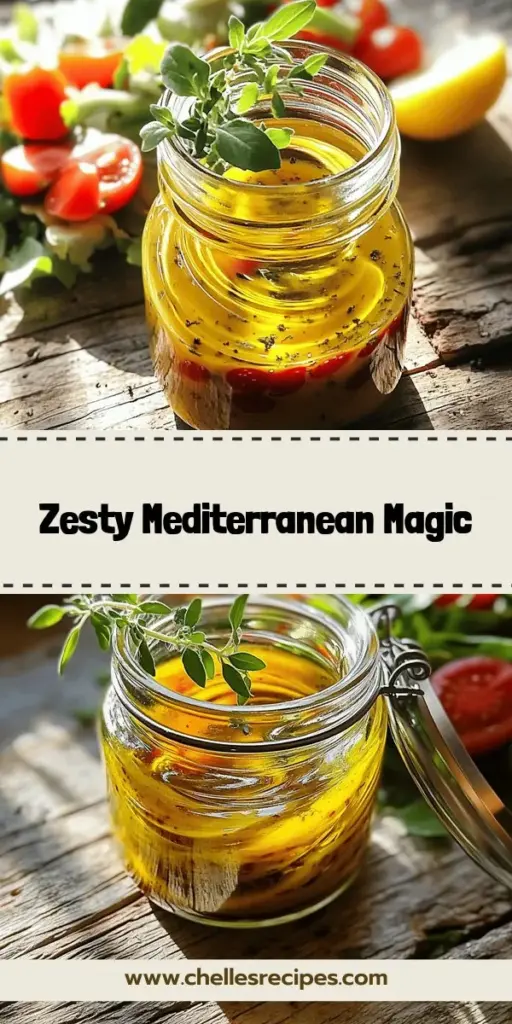 Elevate your meals with a homemade Zesty Mediterranean Vinaigrette! This flavorful dressing combines fresh ingredients like olive oil, vinegar, lemon juice, and garlic, delivering a tangy punch that enhances salads, grilled meats, and veggies. Plus, you can customize it to fit your taste! Discover the health benefits and easy preparation tips in our article. Click through to explore delicious recipes and start dressing your dishes with vibrant Mediterranean flavors today!