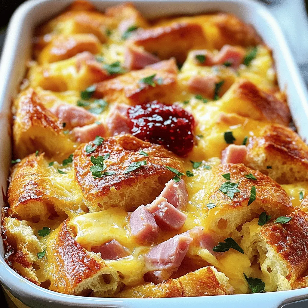 The Monte Cristo Breakfast Casserole uses simple, tasty ingredients. First, you need 8 slices of brioche bread. This bread gives the dish a soft and sweet base. Next, 6 large eggs help bind everything together. You will also need 1 cup of milk for creaminess.