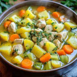 The main chicken soup ingredients are simple yet full of flavor. You need chicken, potatoes, and broth. I use two boneless, skinless chicken breasts. Dice them into small pieces. The potatoes are key; I use four medium potatoes, peeled and cubed. The potatoes add heartiness to the soup.