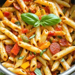 For a tasty one pot pizza pasta recipe, you need fresh ingredients. Start with 12 oz of penne pasta. This pasta cooks well and holds sauce nicely.