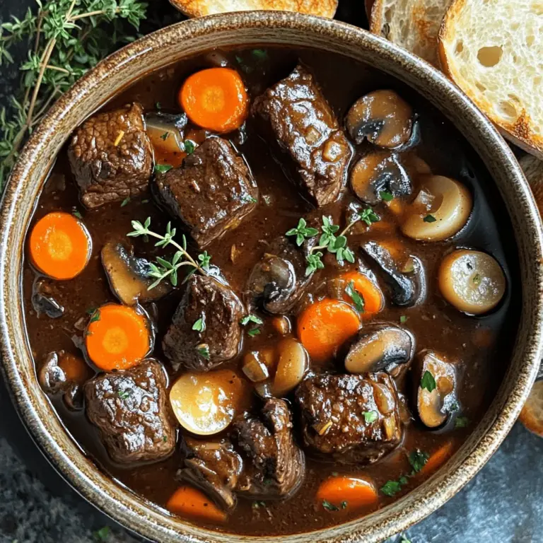 Beef Bourguignon relies on simple yet rich ingredients. The heart of this dish is beef chuck. It has great flavor and tenderness after slow cooking. You want about 2 pounds, cut into 1.5-inch cubes.