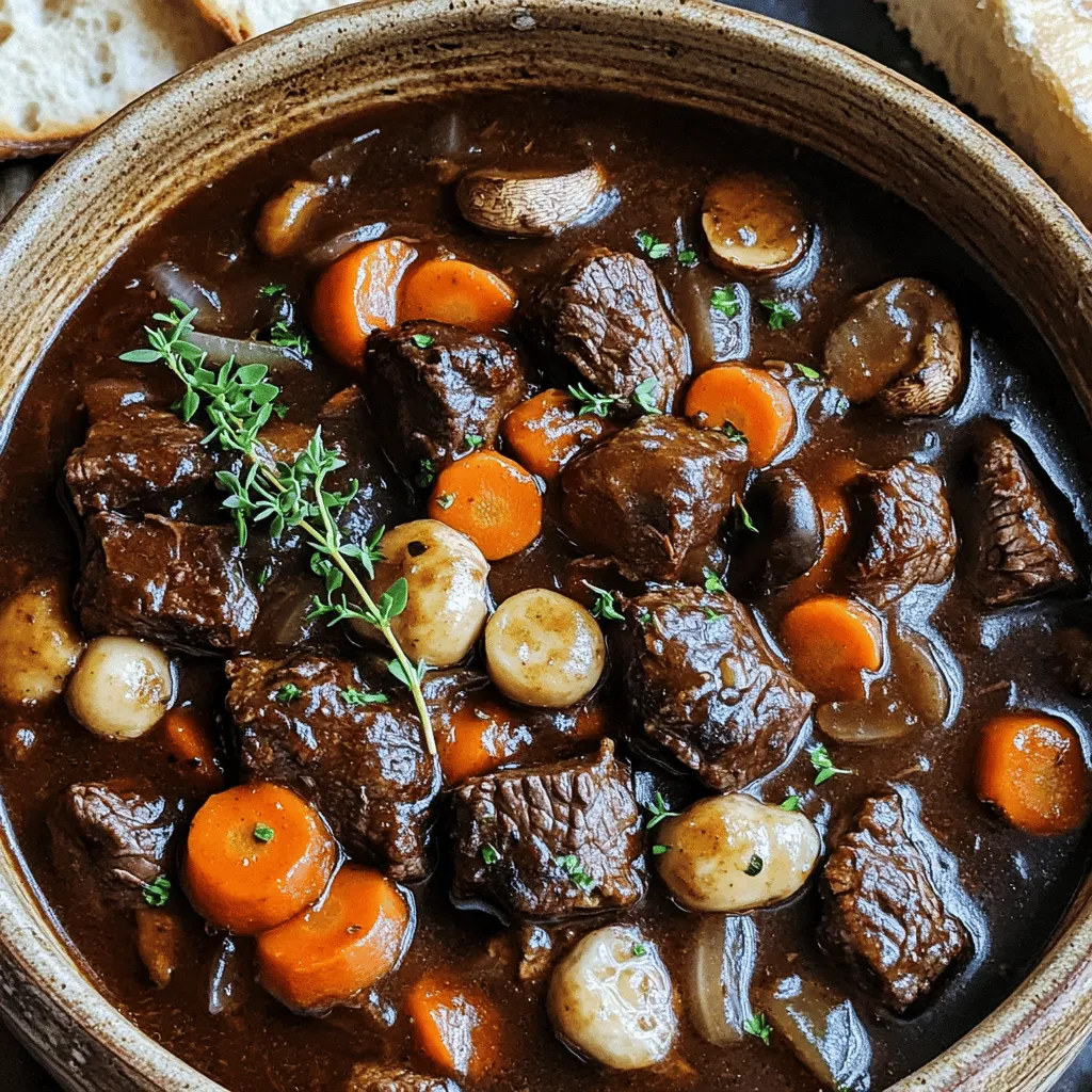 Beef Bourguignon relies on simple yet rich ingredients. The heart of this dish is beef chuck. It has great flavor and tenderness after slow cooking. You want about 2 pounds, cut into 1.5-inch cubes.