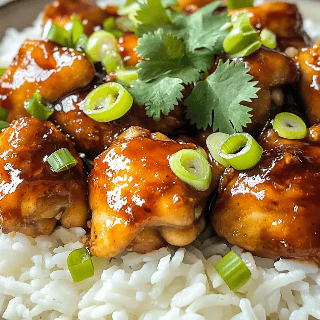 To make easy bourbon chicken, you need simple ingredients. You will need 1 pound of boneless, skinless chicken thighs. These thighs have great flavor and stay juicy. You can cut them into bite-sized pieces for quick cooking.