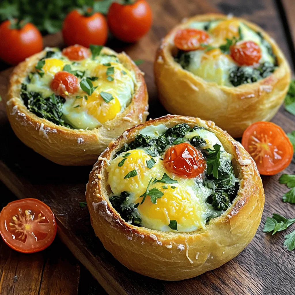 A breakfast bread bowl is a fun way to serve breakfast. It combines soft bread with tasty fillings. You can use round sourdough rolls for this dish.