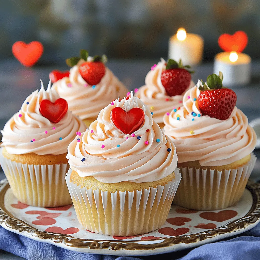 To make heart-shaped cupcakes, you need simple ingredients. The essential items are flour, sugar, butter, eggs, milk, baking powder, baking soda, salt, and vanilla extract. Don't forget the heart-shaped sprinkles for fun!