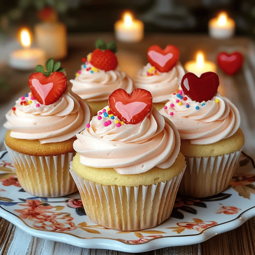 To make heart-shaped cupcakes, you need simple ingredients. The essential items are flour, sugar, butter, eggs, milk, baking powder, baking soda, salt, and vanilla extract. Don't forget the heart-shaped sprinkles for fun!