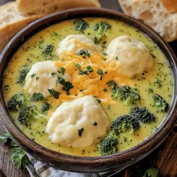 If you're looking for a comforting dish that warms the soul and delights the taste buds, then Cheesy Broccoli Bliss Soup with Fluffy Dumplings is the perfect choice. This creamy, cheesy delight not only satisfies hunger but also brings a sense of coziness, making it ideal for those chilly evenings when you crave something hearty. The combination of fresh broccoli, sharp cheddar cheese, and fluffy dumplings creates a rich and satisfying meal that can be enjoyed by the whole family.